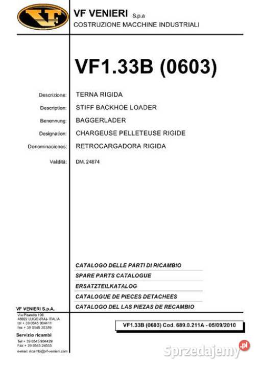 Venieri VF133B katalog części koparkoładowarka