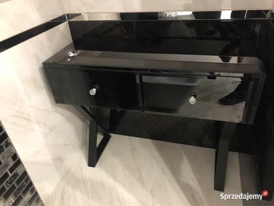 Konsola czarna glamour szkło nowoczesna gałka Kępno