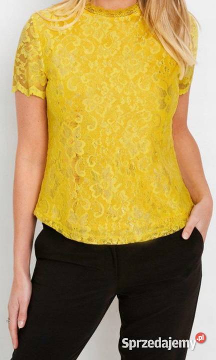 Żółta koronkowa NOWA bluzka damska z zamkiem Bluzki i koszule Kraków