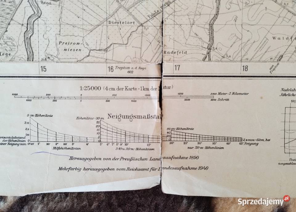 Stara Mapa Deep Robe Mrzeżyno Roby 1940 Cieszyn sprzedam