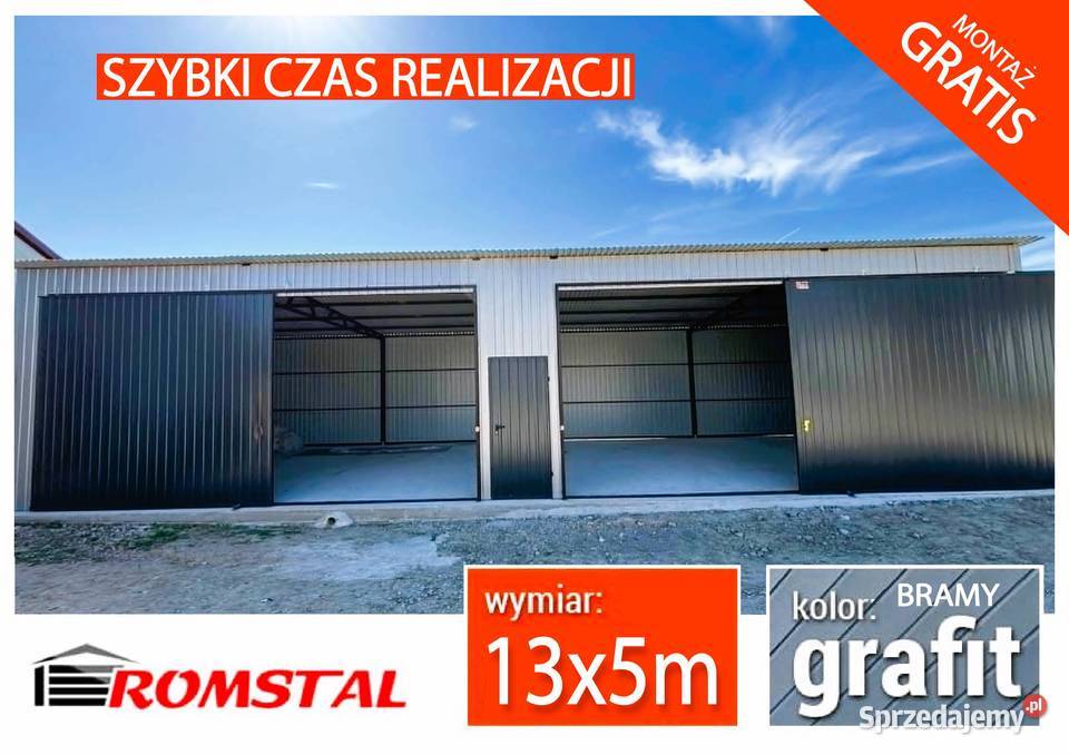 Garaż Blaszany MAGAZYN GOSPODARCZY Wiata Hala 65m2 Bielsk Podlaski