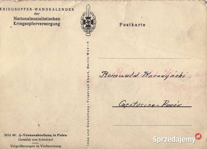 Kartki z cyklu Niemiecka propaganda III Rzeszy Warszawa sprzedam