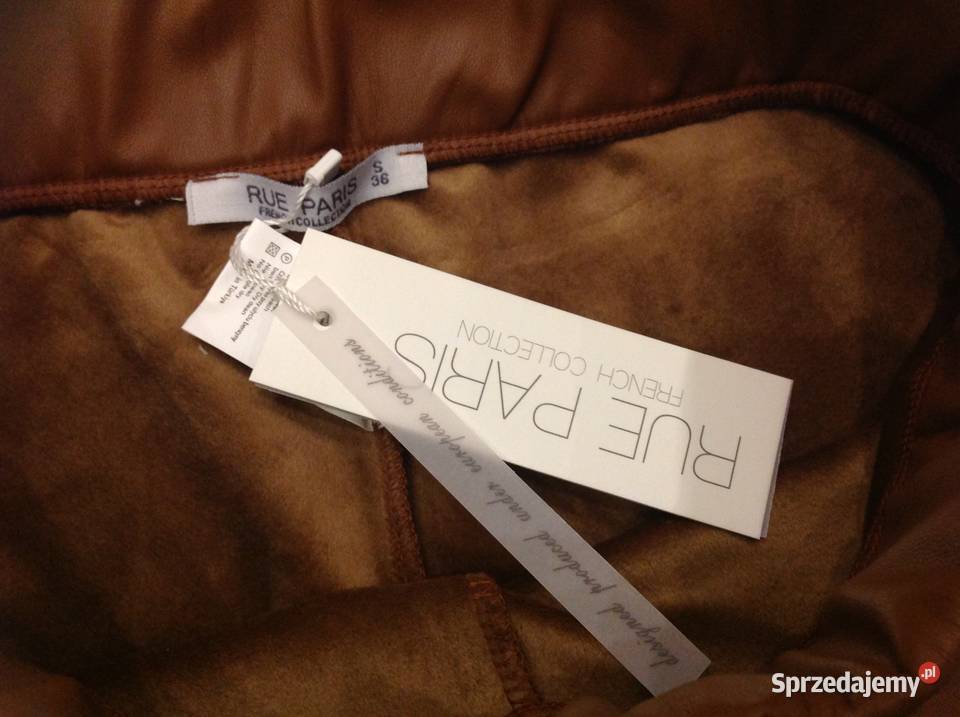 Legginsy skórzane damskie Camelowe S Nowe Nowa Sól