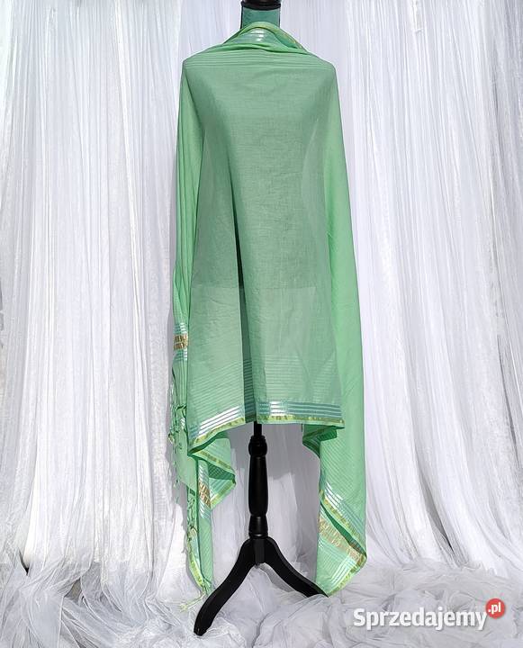 Chusta dupatta indyjska szal oversize zielona Szczecin