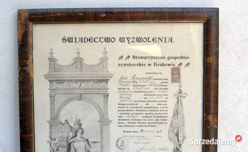 Świadectwo wyzwolenia wyszynk Kraków