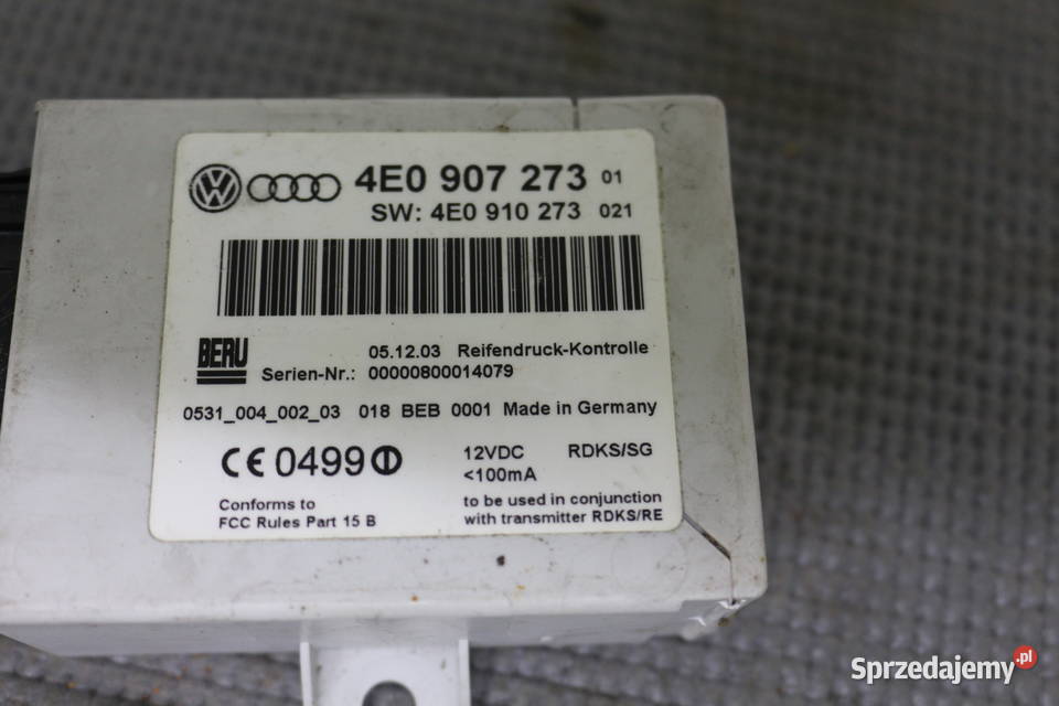 AUDI A8 D3 MODUŁ CIŚNIENIA W KOŁACH 4E0907273 Prochowice