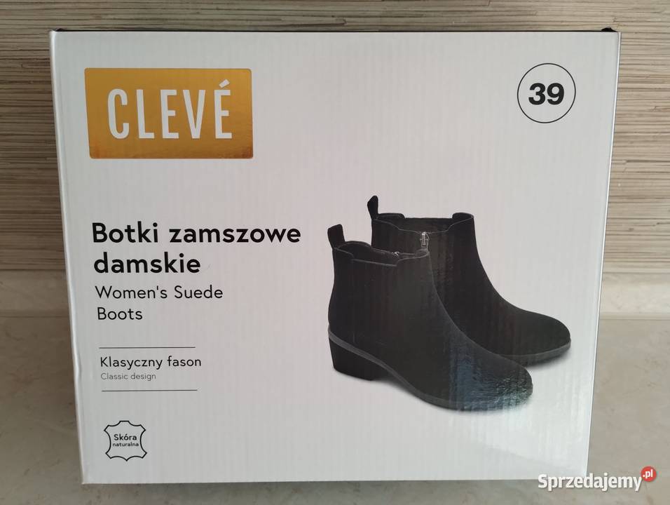 NOWE Buty damskie zamszowe botki CZARNE 39 skóra Zabrze