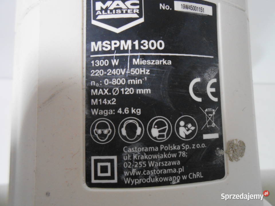 Mieszarka MacAllister 1300 W śląskie Katowice