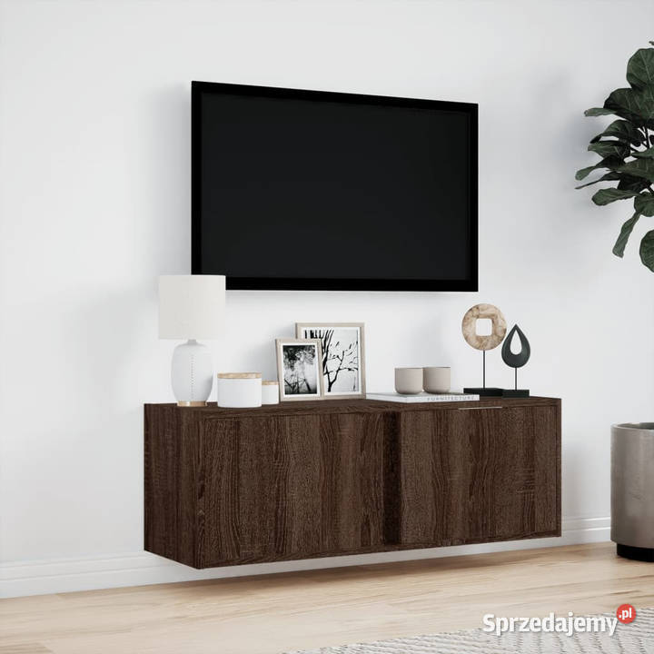 Ścienna szafka TV z LED brązowy dąb 100x31x35 Warszawa sprzedam