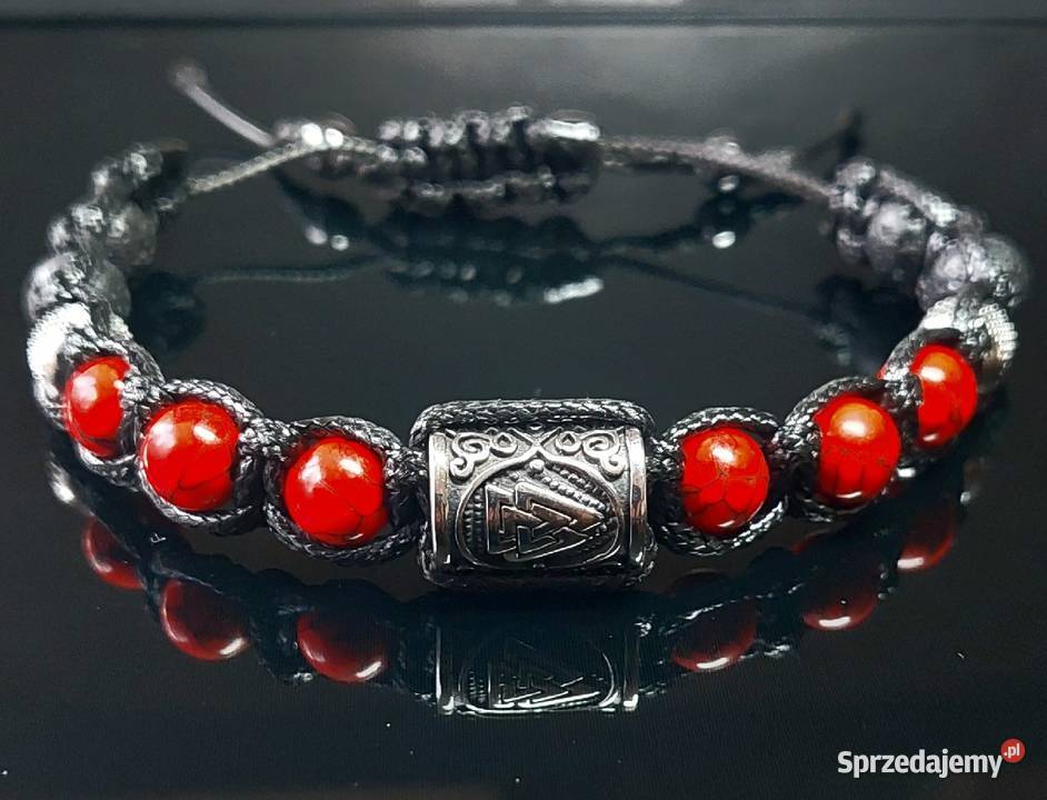 BRANSOLETKA RUNA VALKNUT STAL KAMIEŃ LAWA SZER Kraków sprzedam