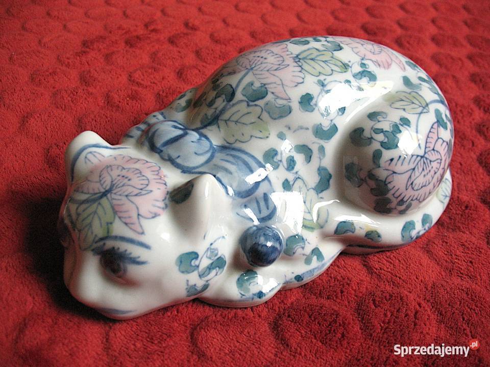 KOT w kwiaty malowany 91 x 22 x 11 Figurka z Siedlce