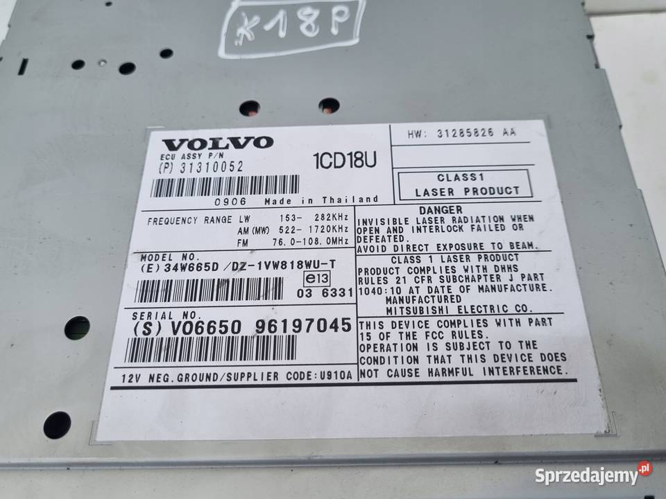 Volvo S40 II V50 RADIO CD radioodtwarzacz osobowe Chełm