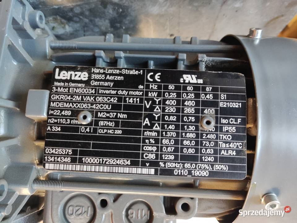 Motoreduktor Kątowy 025kW 400V 110 obrmin Libusza