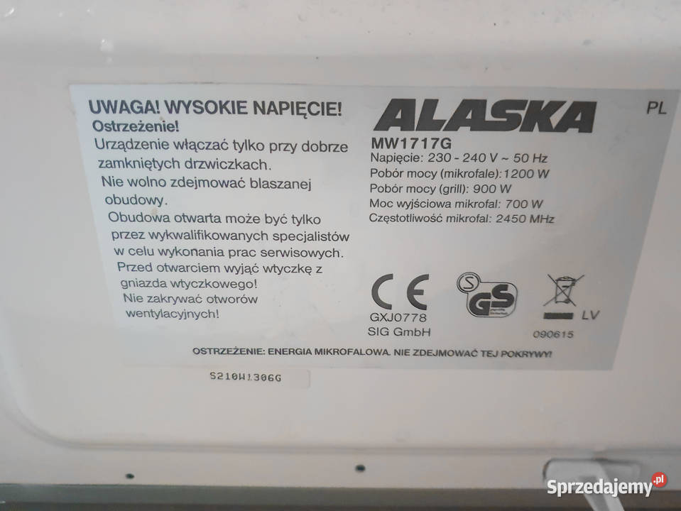 wolnostojąca kuchenka mikrofalowa Alaska MW1717G