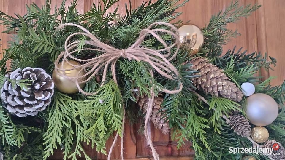 Wieniec wianek żywy podkład 60 biel złoto Dom i Ogród Koszyce