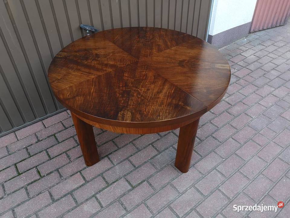 Stolik Ława Okrągły ARTDECO Orzech Antyk Stary Swarzędz