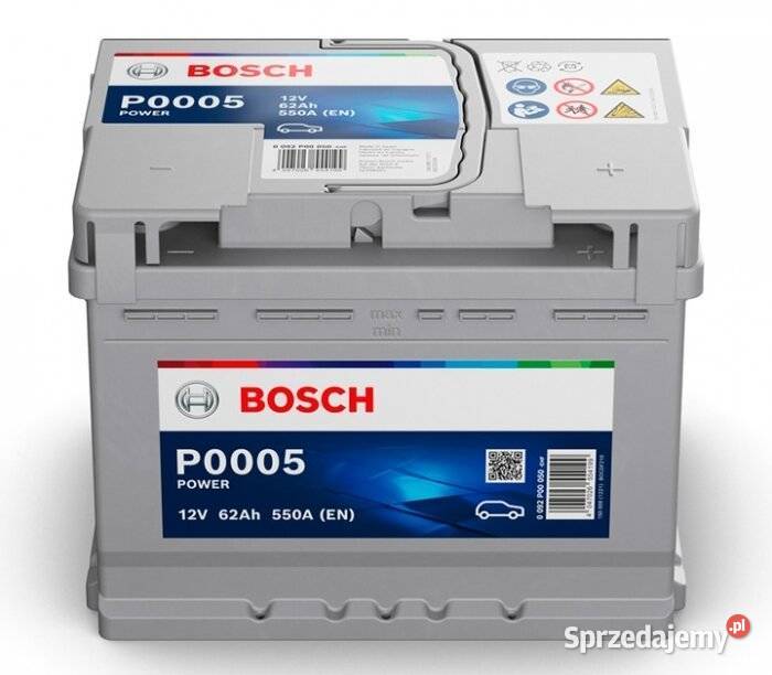 Akumulator 62Ah 550A EN Bosch P0005 Układ elektryczny, zapłon Lublin