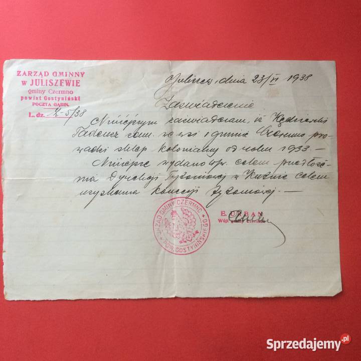 1741 Pismo dot koncesji tytoniowej Kędzierski Szczecin