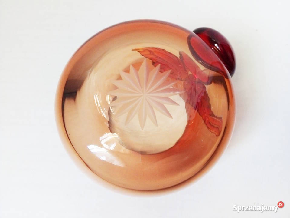 szkło kryształowe z czereśnią vintage PRL ZSRR czerwony Częstochowa