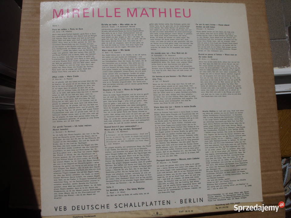 Winyl LP MIREILLE MATHIEUPARIS EN COLERE AMIGA 8 1 płyta Płyty i kasety Wołów