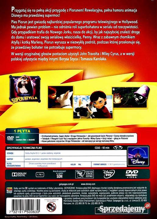 PIORUN ZACZAROWANA KOLEKCJA DISNEY dubbing Filmy Kalisz sprzedam