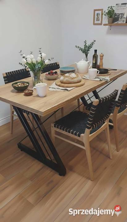 Designerski stół loftowy stalowa podstawa blat Wąbrzeźno