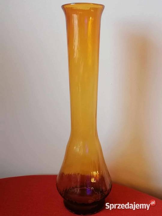 Wazon szklany smukły bursztynowy Porcelana i szkło Porcelana i szkło Wałbrzych