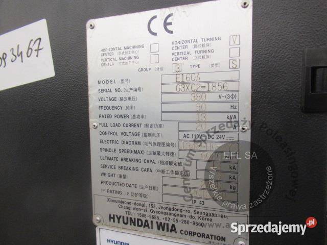 Tokarka HYUNDAI WIA Corporation 2018r Magnice sprzedam