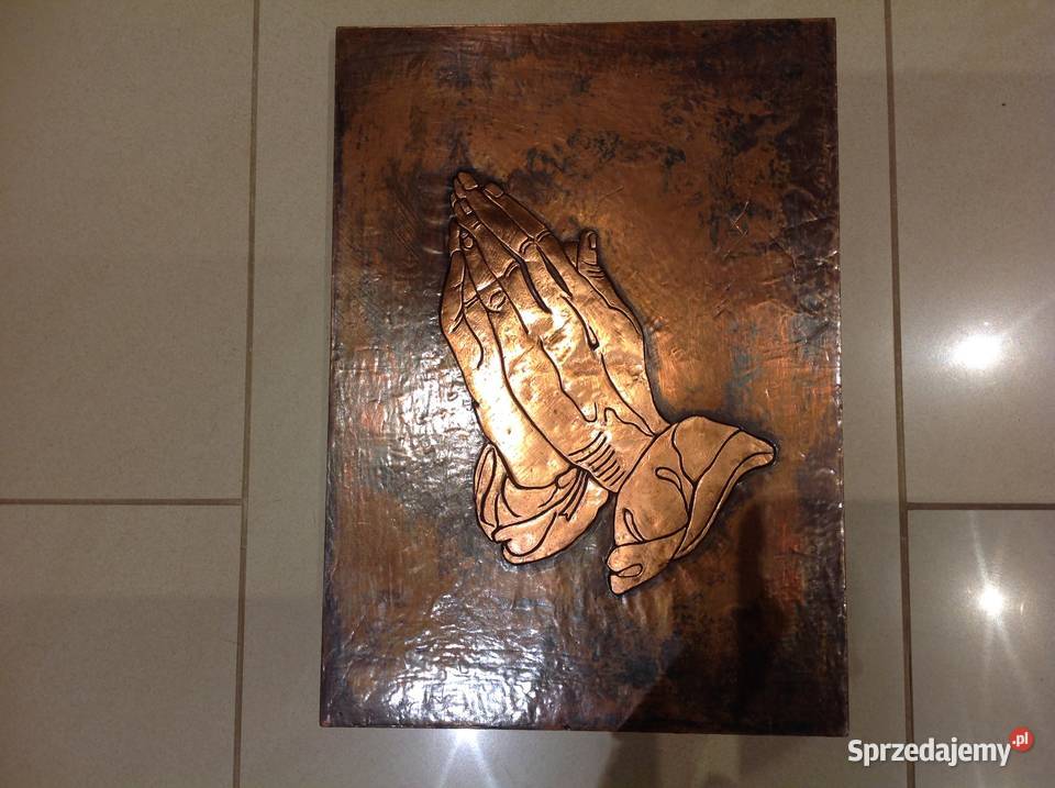 Stary Obraz Miedziany Płaskorzeźba Dłonie Nowa Sól sprzedam