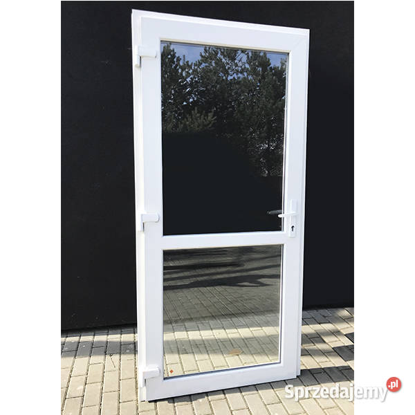 Drzwi 100x200 Białe Wzmacniane Drzwi zewnętrzne szyba-szyba