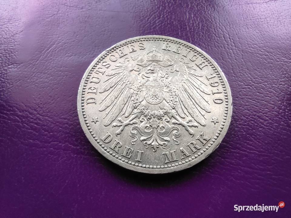 Moneta PRUSY 3 MARKI 1910 A Srebro Rzadkość Pruszków sprzedam
