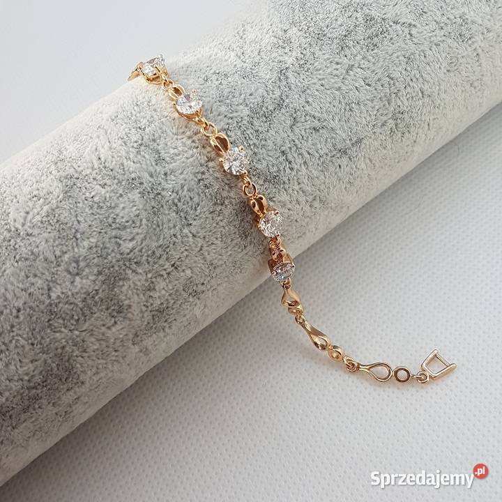 Bransoletka Celebrytka Stal Złota Kryształki Trzebinia