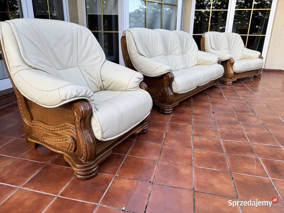 Zestaw mebli skórzanych wypoczynek skóra fotele mazowieckie Sulbiny
