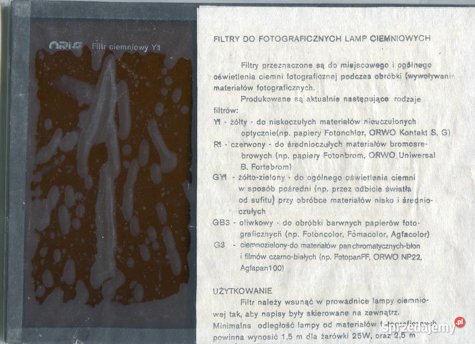 Filtry do fotograficznych lamp ciemniowych 13x18
