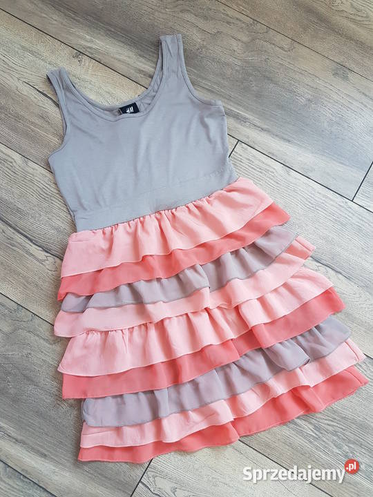 Morelowa sukienka z falbankami 38 H&M Odzież damska Jasło