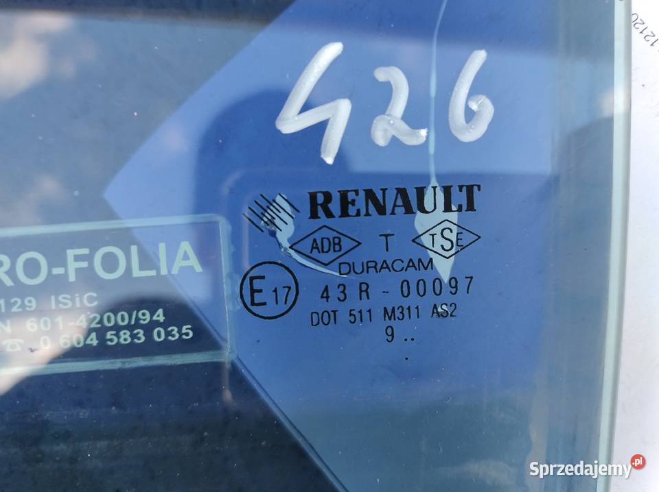 Szyba drzwi przednia prawa i lewa tylna Renault Zahajki-Kolonia