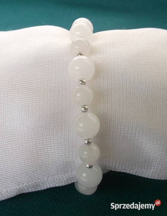 bransoletka z białego jadeitu kulki 8 i 6mm Zegarki i Biżuteria Suwałki