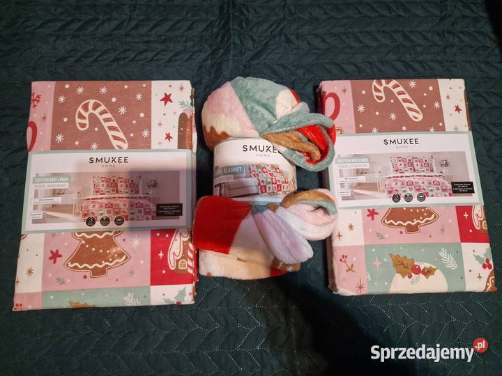 NOWY Koc świąteczny flanela kolorowy pierniki Wrocław