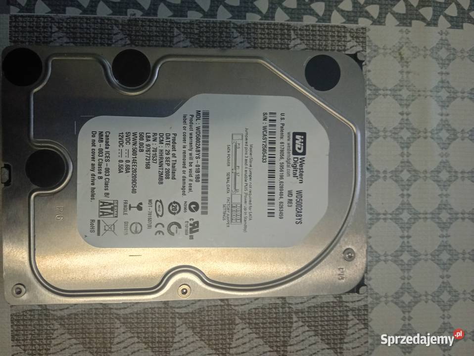 Dysk twardy WD 500gb Pojemność 500 Myślenice