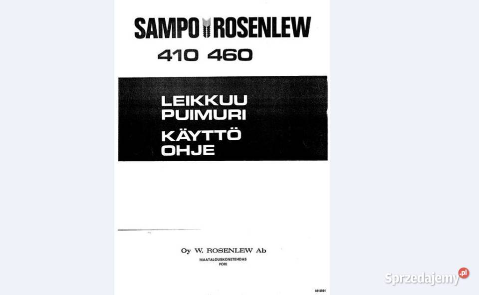 SAMPO SR410 460 792 instrukcja kombajn świętokrzyskie Kielce
