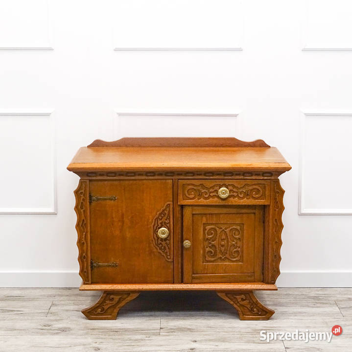 DĘBOWA KOMODA na nóżkach ZDOBIONA komoda z 75cm Komody Kalisz