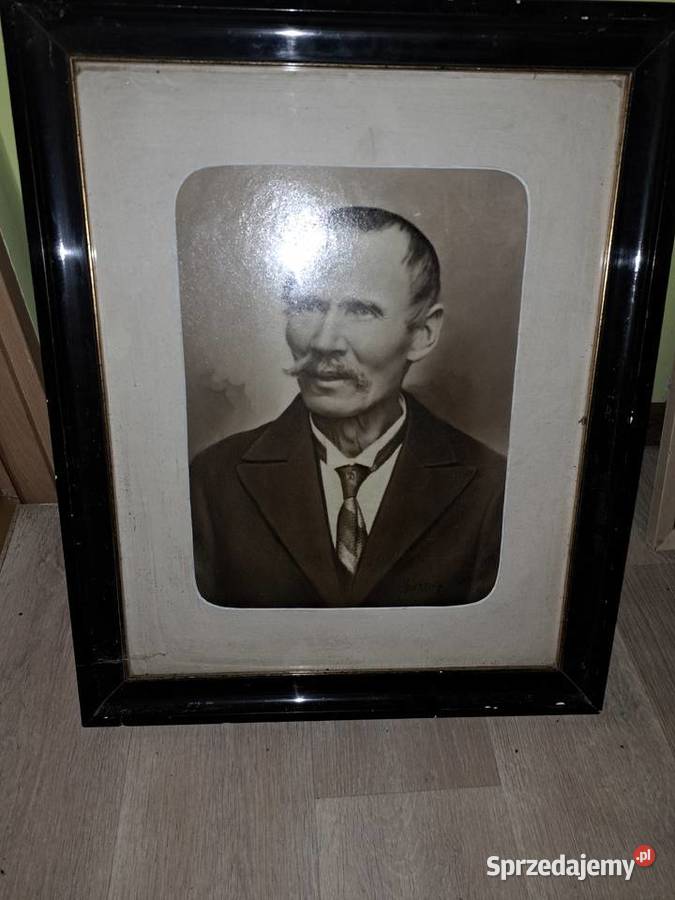 Stary obraz zdiecie szklem z przed 100 lat jakiś Lubań