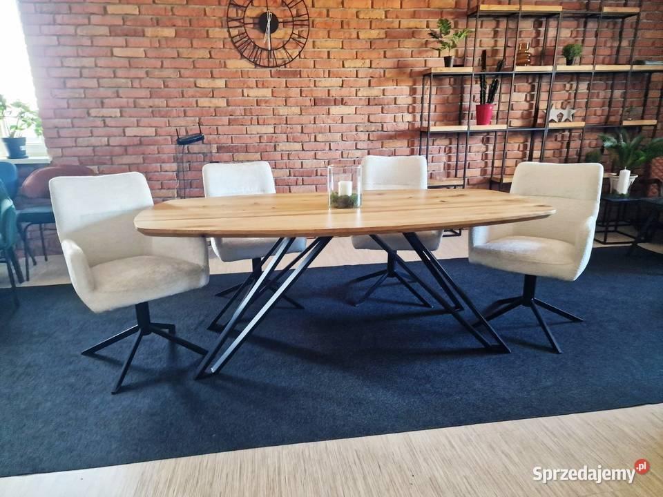 stół dębowy owalny 200x100 unikatowa krawędź 76cm Zimnowoda