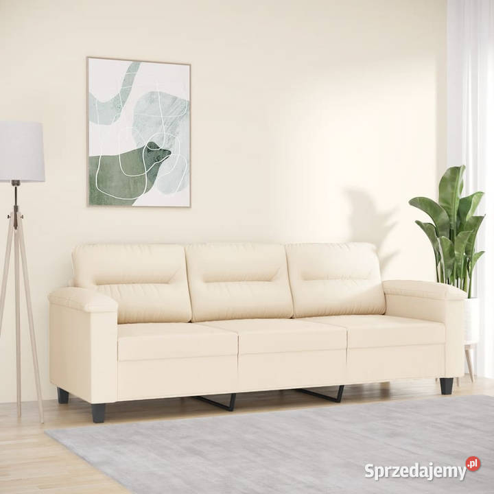 3osobowa sofa beżowy 180 tapicerowana mikrofibrą Warszawa