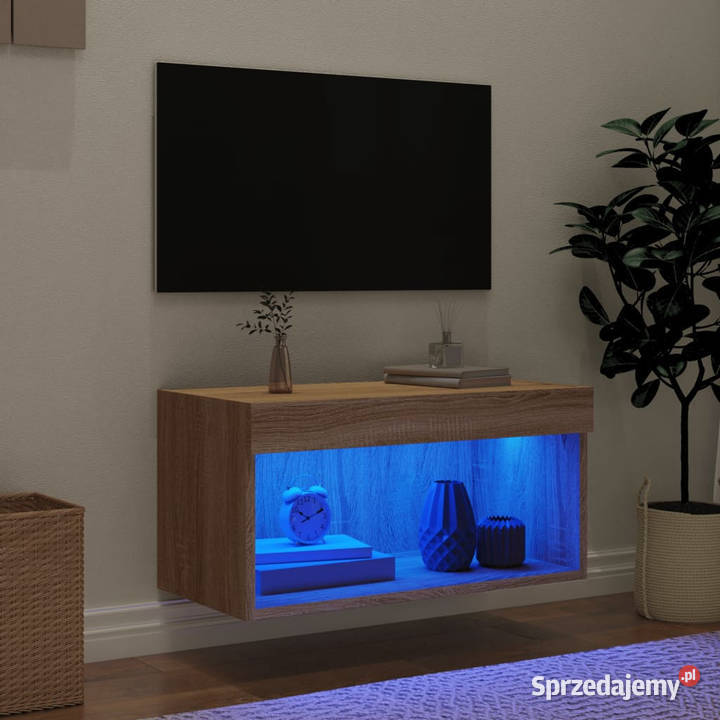 Szafka pod TV z oświetleniem LED dąb sonoma Warszawa