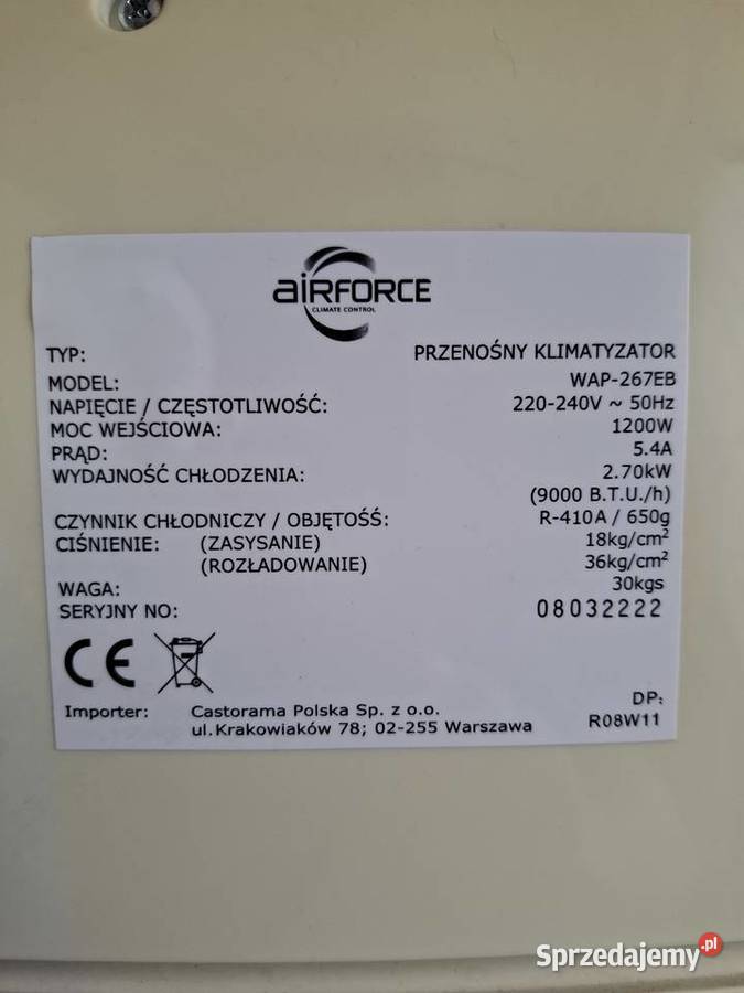 Klimatyzator Air Force przenosny Starcza