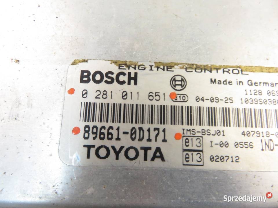 STEROWNIK TOYOTA YARIS I P1 14 D4D 0281011651 osobowe