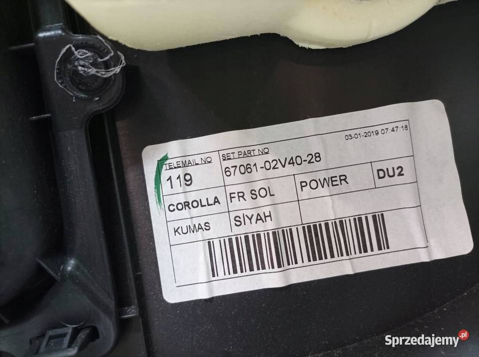 TAPICERKA BOCZEK LEWY PRZÓD KIEROWCY E16 E17 E18