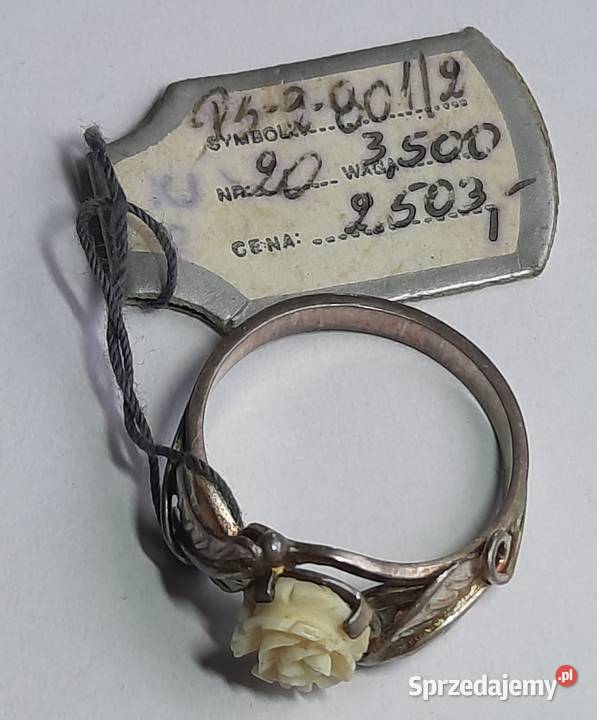 Stary Srebrny Pierścionek Róża PRL lata 6070 śląskie