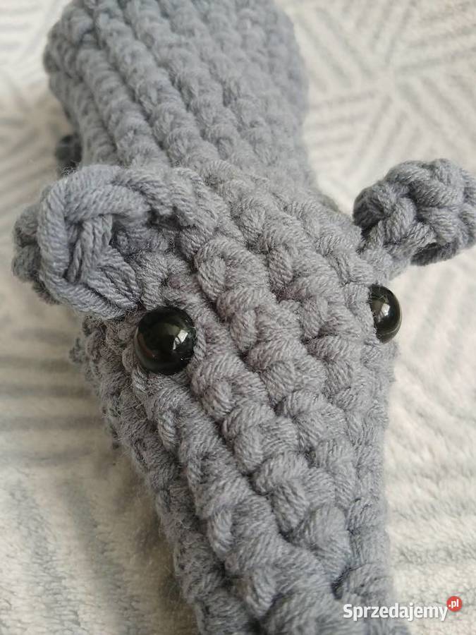 Pluszowy szczurek na szydełku szary/srebrny